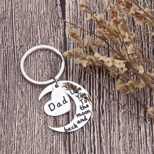 Father Mother Day Keychain Gifts for Father Mother Dad Mom From Daughter Son Kids I Love You To The Moon Key Ring Birthday Gifts