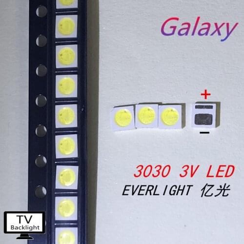 EVERLIGHT 200pcs LED Backlight 1W 3030 3V Cool white 80-90LM TV Application 62-113TUN2C/S5000-00F/TR8-T
