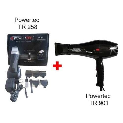 Powertec 901 Blow Dryer + Tr 258 Rechargeable Shavers