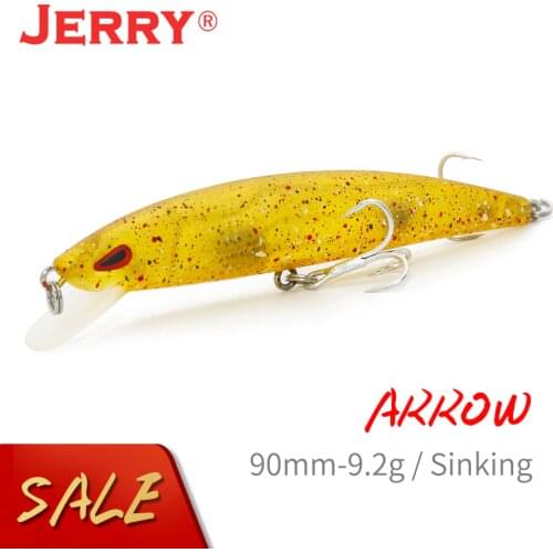 Jerry Arrow Floating Casting Trolling Minnow Bait 90mm Treble Hook Trout Bass Artificial Lure Jerkbait Freshwater Fishing Tackle