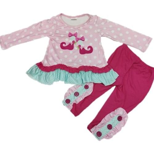 2PCS Lovely Girls Clothing-Sets Long Sleeves tops and Pants Christmas Spring Autumn Boutique Kids Outfits