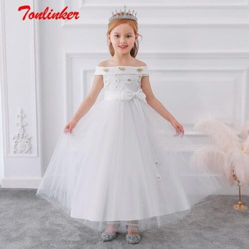 Girls Princess Belle Costume Pink Long Style Dress Bow-Knot Party Dresses Big girl Deluxe Princess Wedding Gown