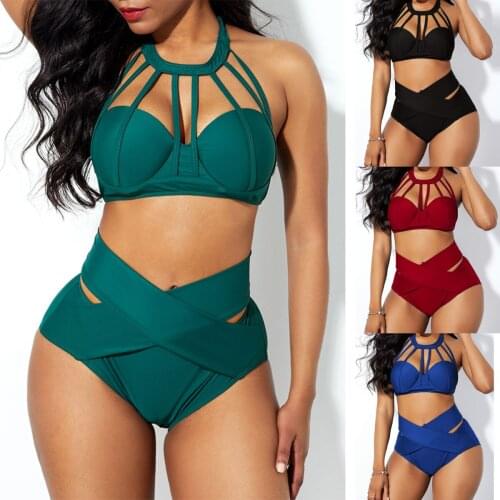 Summer Women Thick Strap Skinny Plain Mini Bikini Set 2021 Femme 2 Pieces Thong Strappy Swimsuit Traf Sexy Swimwear Push Up