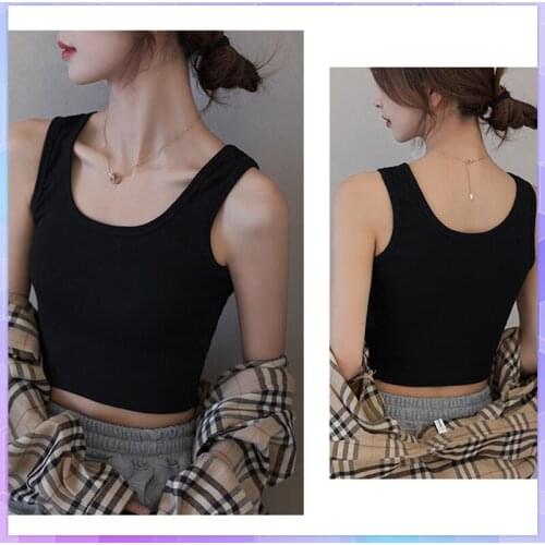 Sexy Tank Top womens Crop Top Solid Sleeveless Vest Camis Ladies High Waist Camisole Female Summer slim short Basic T-shirt