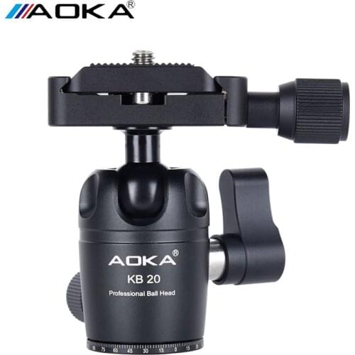 AOKA KB20 Ballhead Mini Ball Heads For Camera Tripod Aluminum 360 Panoramic Photography Ballheads Max Loading 5kg Free Shipping