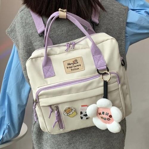 RUIQIA Multifunctional Backpack Teenage Girl Ring buckle Portable Travel Bag Female Small Schoolbag Badge Women Backpacks 50