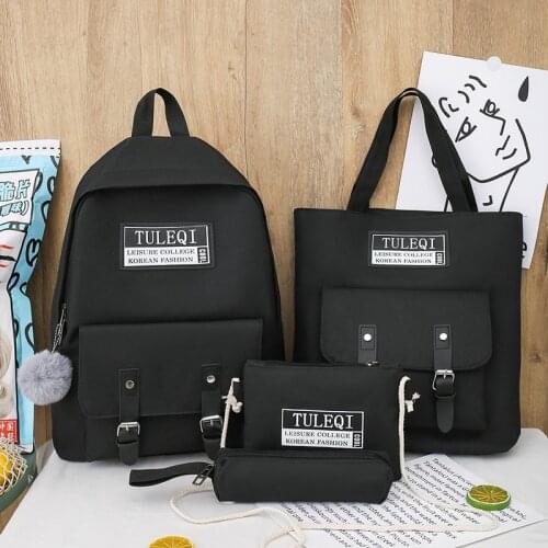 4 piece set Schoolbags For Teenage Girls Women Backpack Fashion Canvas School Bags Laptop Shoulder Bags Female Girls