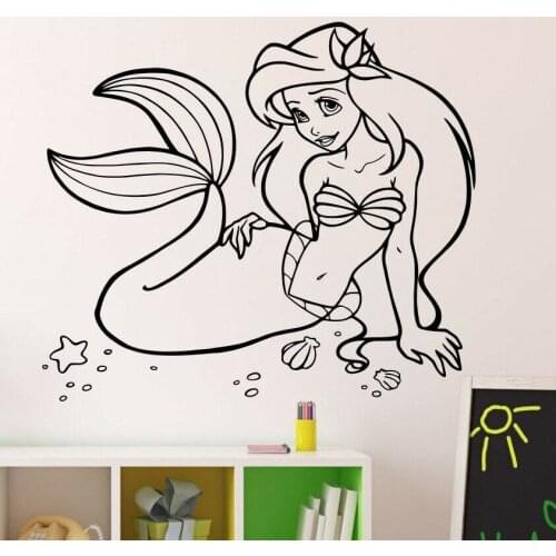 The Mermaid Princess Wall Decals Vinyl Mermaid Wall Sticker Girls Room Nursery Decoration Design Removable Mural X929