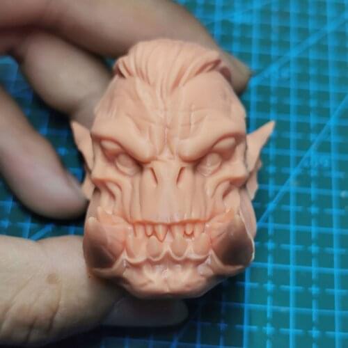 Unpainted 1/6 1/12 Orc Berserker Monster Head Sculpt Carving Fit 12'' Soldier Action Figure for Fans DIY Painting connection