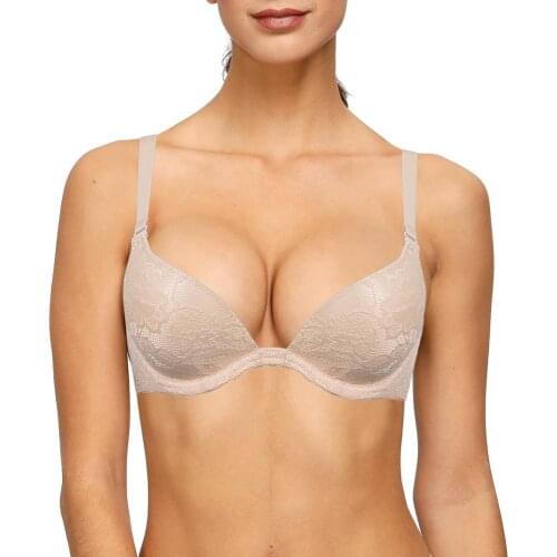 New Plunge Sexy Push Up Thin Padded Lace Embroidery Underwire Underwear Lingerie Bras For Women