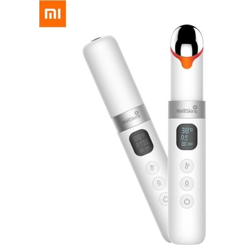 New Xiaomi WellSkins LCD Display Color Light Eyes Massager Wand USB Eye Beauty Stick Heated Black Gallstone Magnetic Vibration