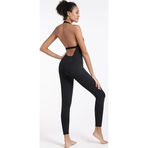 Obrix Female Sexy Slim Fit Sporty Jumpsuit Tank Top Sleeveless Sheath Open Back Fitness Activity Running Yoga Cloth For Women