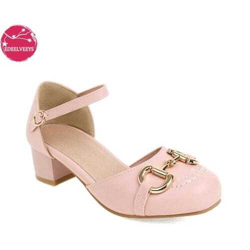 Japanese Harajuku Sweet Lolita Shoes PU Leather Womens Open Side Cover Toe Sandals with Golden Metal Decoration Dropshipping