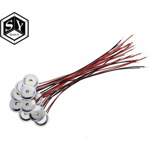 10 Pcs Piezoelectric Piezo Ceramic Wafer Plate Dia 15mm For Buzzer Loudspeaker + Aluminum shell