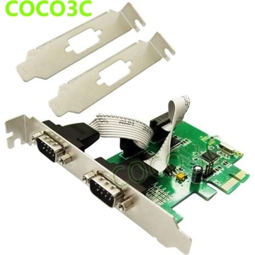 WCH382 Chipset PCIe 2 Serial ports Controller card PCI-express to RS232 com port adapter for printer, scanner, modem