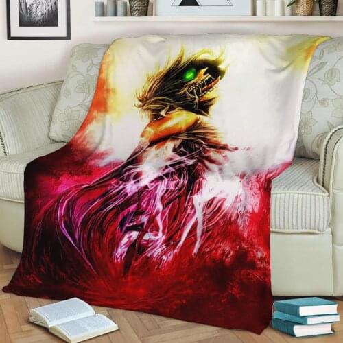 Anime Attack on Titan Eren 3D Print Plush Blanket Throw On Sofa Home Decor Soft Warmth Washable Nap Blanket Dropshipping