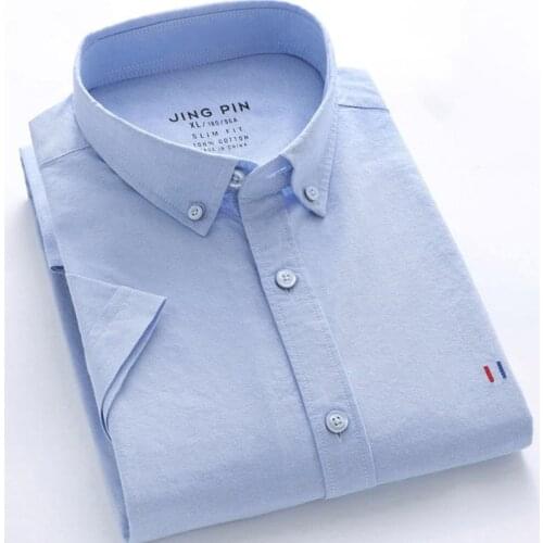 Summer Size S ~5XL Mens Shirts Short Sleeve 100% Cotton Oxford Quality Soft Comfortable Design Regular Fit Business Casual Shirt