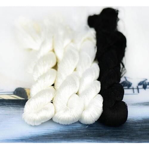 1pcs 400m 100% silk thread silk embroidery thread hand embroidery embroider cross stitch black white 4 pure colors