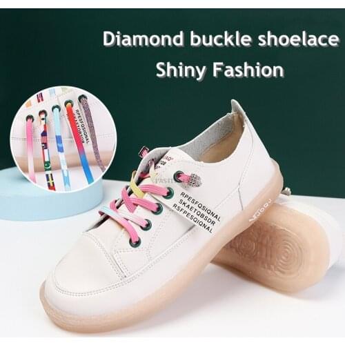 1Pair No Tie Shoelaces Elastic Flat Candy colors Sneakers Lazy Shoelace Diamond Shoes Lace Lock Kids Adult Unisex Shoe Strings