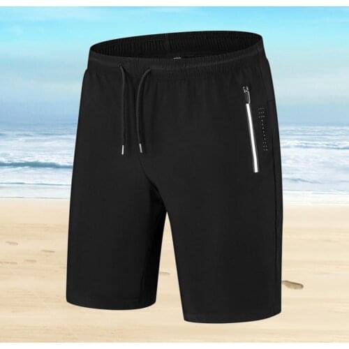 Summer thin five-point mens shorts, loose loose beach pants, quick-drying swimming shorts, mid-waist pocket fitness shorts