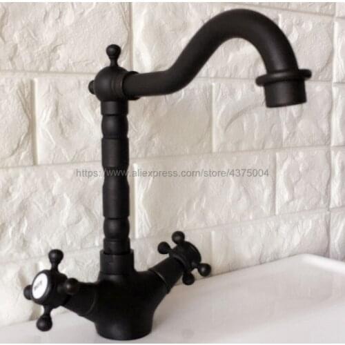 Basin Faucets Oil Rubbed Bronze Deck Mounted Bathroom Sink Faucets Double Handle Hot And Cold Water Tap Nnf349