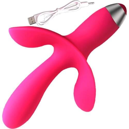 Soft Vibration 12-frequency usb Charging Waterproof Trident Female Charging Vibrator Sex Toys for Woman G point Anal Massage 08