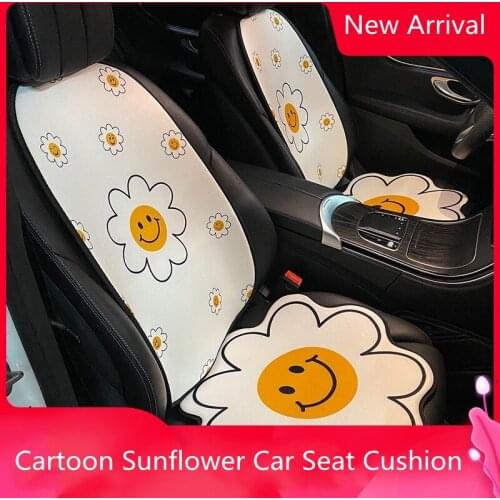 Four Seasons Ins Universal Summer Cotton Linen Cartoon Sunflower Car Interior Accessories Car Seat Backrest Cushion