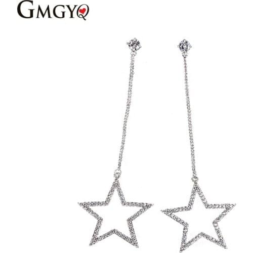 GMGYQ Korea Stijl Volledige Strass Ethnic Tassel Drop Dangle Earrings Zirconia Boho voor Vrouwen Long Tassel Jewelry Aesthetic