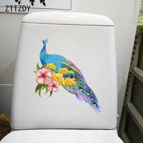 ZTTZDY 20.2×21.8CM Painted Peacock Bedroom Decoration Wall Stickers Animal WC Toilet Accessories T2-1080
