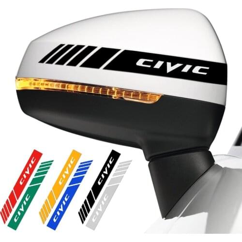 1 Pair Universal Reflective Car Sticker Rearview Mirror Side Decal Stripe Vinyl for Honda CIVIC Auto styling Accessories 20*2cm