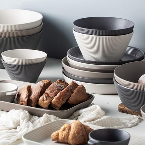 1PC RELMHSYU Nordic Style Home Ceramic Modern Tableware Western Steak Dinner Plate Rice Soup Bowl Chinese Dishes Tableware