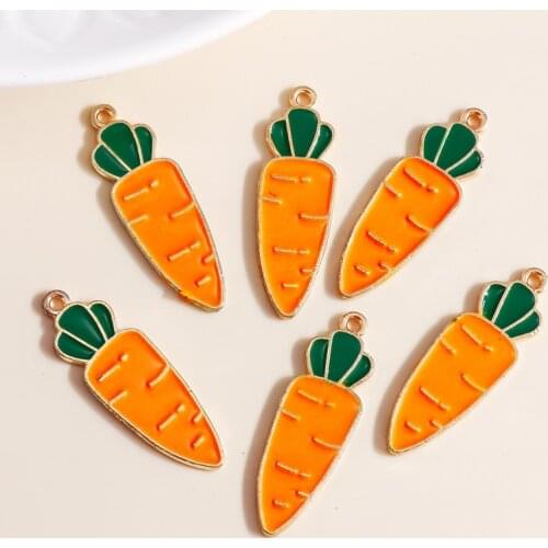 10pcs/lot 11*35mm Enamel Carrot Charms for Earrings Pendants Bracelets Making Trendy Vegetables Charms DIY Jewelry Accessories