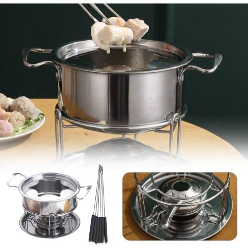 10 Pcs Stainless Steel Melting Furnace Ice Cream Melting Pot Cheese Fondue Melt Pot Kitchen Accessories For Home Buffet Party