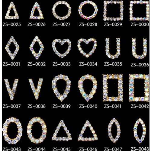 10Pcs Gold Nail Charms Cyrstal Nail Art Frame Hollow 3D Glitter Decals For Nail Art UV Gel Decoration Acylic Nail Tips Charms