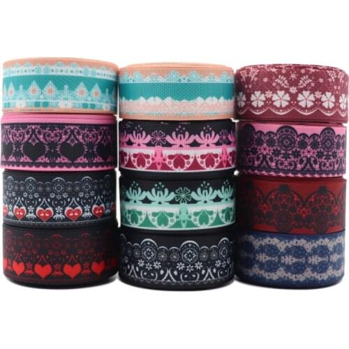 10 Yards 1" 25MM Lace Printed Grosgrain Ribbons For Hair Bows DIY Handmade Materials Y2020120103