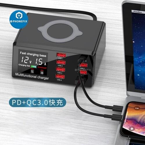 100W 8 Ports USB Charger HUB Quick Charge 3.0 Adapter Wireless Charger USB Charging Station PD Fast Charger for Mobile Phone