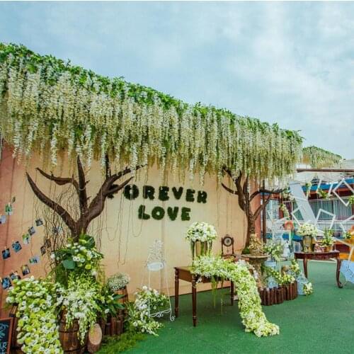 12pcs/Lot 75cm Hanging Artificial Plant Wisteria Flower For Wedding Holiday Party Home Bar Hotel Wall Venue Hanging Decoration