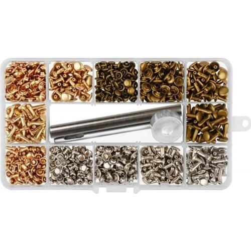 300 Sets Double Cap Rivets Press Studs Buttons Rings Snap Fasteners Metal Grommet Leather Rivets Tool Kit DIY Sewing