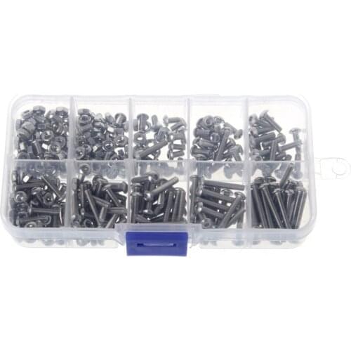 340Pcs/ 1 Set M3 3mm Stainless Steel Button Head Allen Bolts Screws Nuts Assortment Kit #1A50751