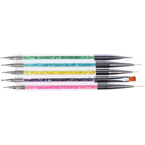 5pcs Dual Head Nail Art Design Painting Detailing Brushes & Dotting Pen Kit