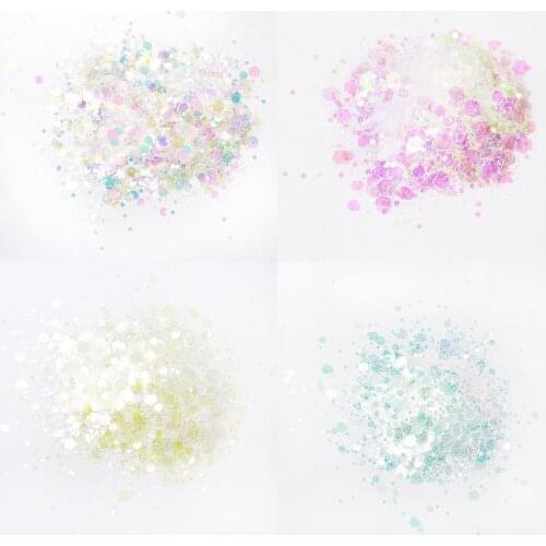 50g/bag 3D Nail Art Glitter 4 Colors Mixed Hexagon Flake Glitter Powder Sparkly Sequins For Gel Polish Nail Glitter Decorations