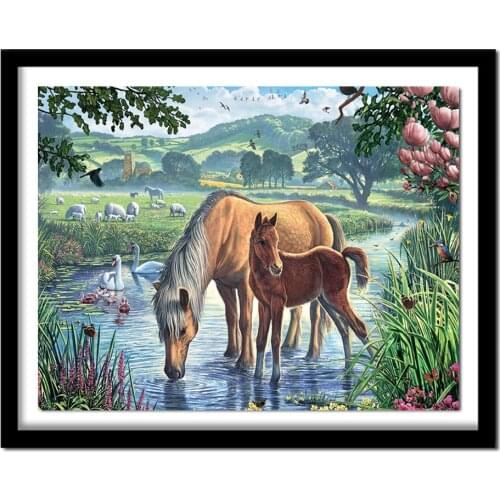 5D DIY Diamond Painting Animal Full Square Rhinestone Wall Decor Diamond Embroidery Cross-stitch Kits Horse NEW