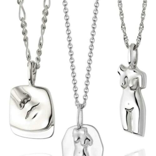 Amaiyllis 14K Gold Abstract Human Face Pendant Necklace Handmade Choker Boho Necklace Jewelry For Women