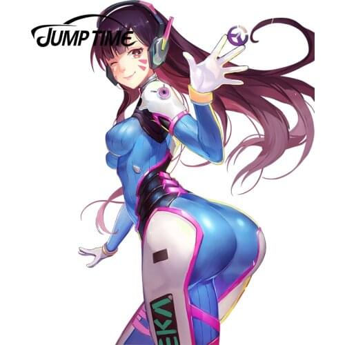 JumpTime 13cm x8.93cm Car Stickers Rear Windshield For Overwatch D.Va (Hana Song) Game Sticker Sexy Girls Racing Drifting Decals