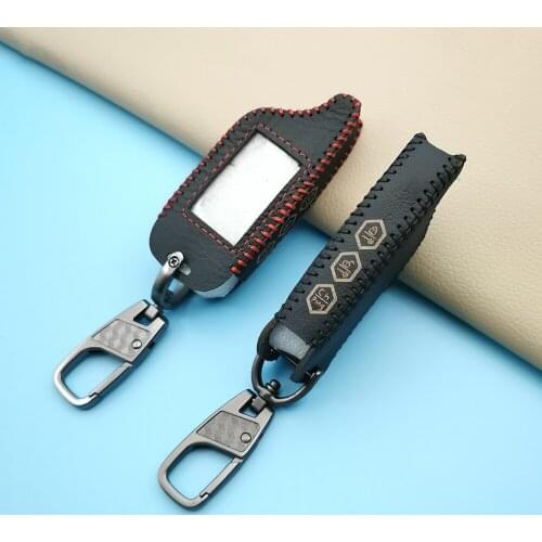 Car-Style Key 3-Button Leather Key Chain, For StarLine B9 B6 A91 A61 Twage, Car Alarm System, Two-Way Accessories