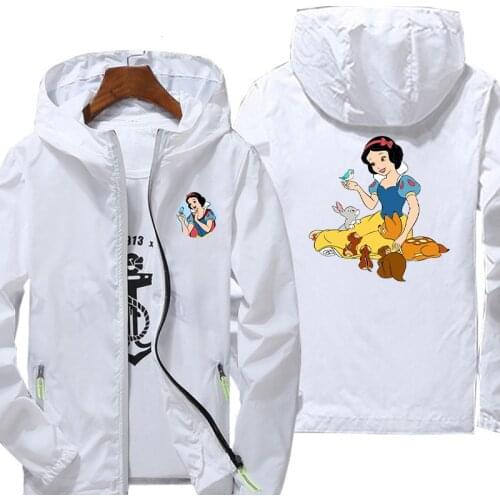 Disney Snow White Jacket Sportswear Leisure Fashion Spring Autumn Zipper Print Casual Outwear Streetwear Drying Skin Windbreaker