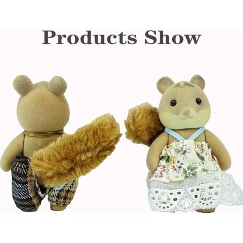 Childrens Simulation Forest Animal Family 1:12 Scale Simulation Animal 1/12 New Squirrel Cat Girl Pretend Game Set