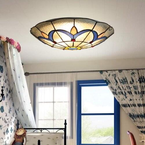 European Tiffany ceiling retro Mediterranean Sea pastoral Ceiling Lights luminaria teto Ceiling Lamps For Home Decoration