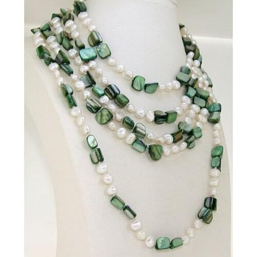 Perfect Womens Pearl Jewelry, White Color 100% Real Freshwater Pearl Necklace 75inches Long Jewelry,Shell Beads Necklace