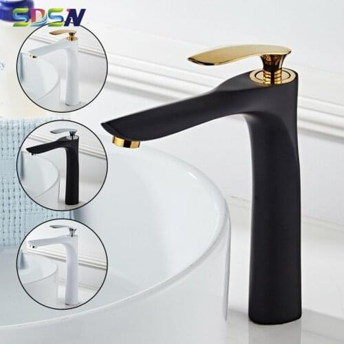 Black Gold Basin Faucets SDSN Quality Brass Bathroom Mixer Faucets Single Hole Basin Sink Tap Hot Cold Balck Gold Bathroom Tap